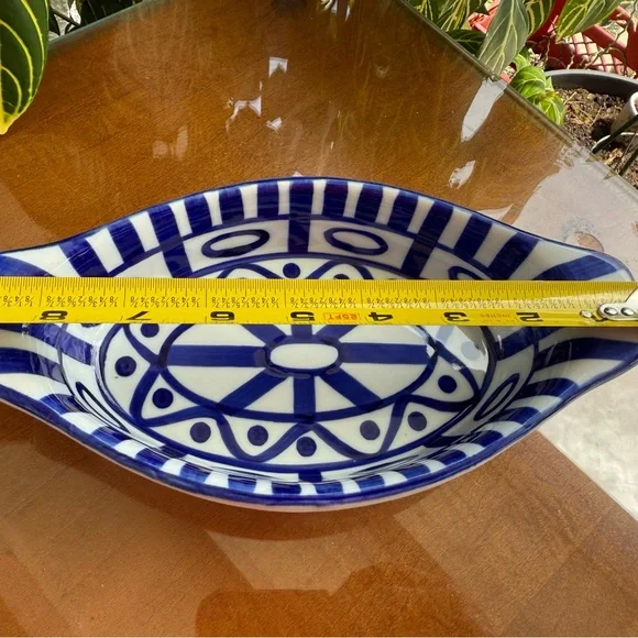 Dansk Blue and White Ceramic Oval Dish - Picture 4 of 9